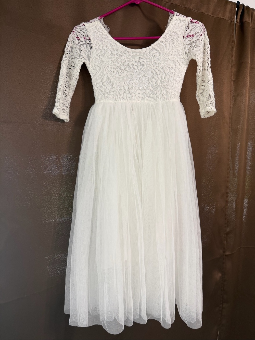2Bunnies Girls 7-8 White Lace & Tulle Party Dress